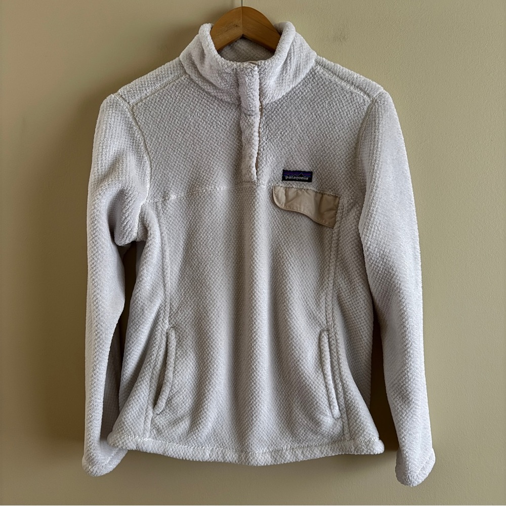 PATAGONIA Re-Tool Snap-T Fleece Pullover Sweater in Linen White Sz Large